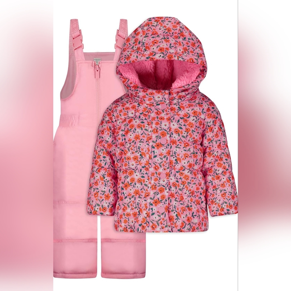Carter's Girls 2-piece snowsuit puffer jacket and ski bib set